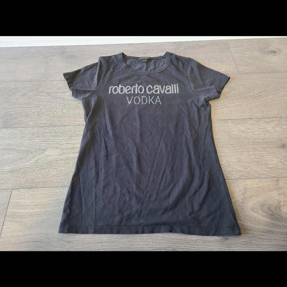 Roberto Cavalli t-shirt womens size L black
